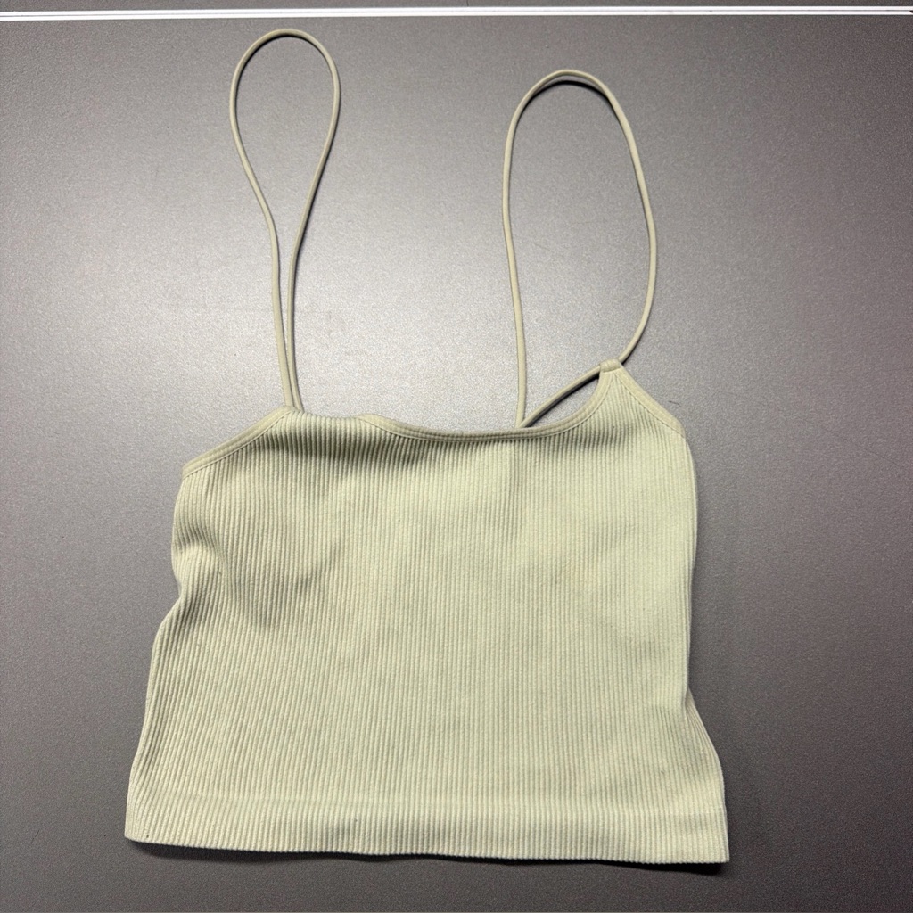 Ladies Sports Ribbed Bra - Colsie Crop Top In Light Green - Size M